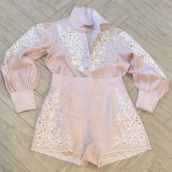 Zimmermann Freja Broderie Anglaise-Trimmed Linen Blouse & Shorts Set Sz Zimm 2 - Picture 10 of 16